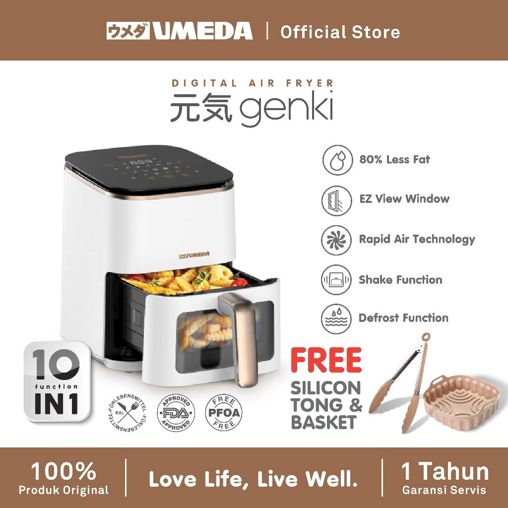 Umeda Genki Air Fryer Low Watt 650w 4L / Penggorengan Tanpa Minyak