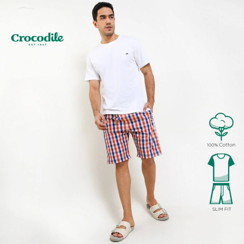 Crocodile SLOE White B - Men T-shirt Celana Loungewear Pria Original - Katun