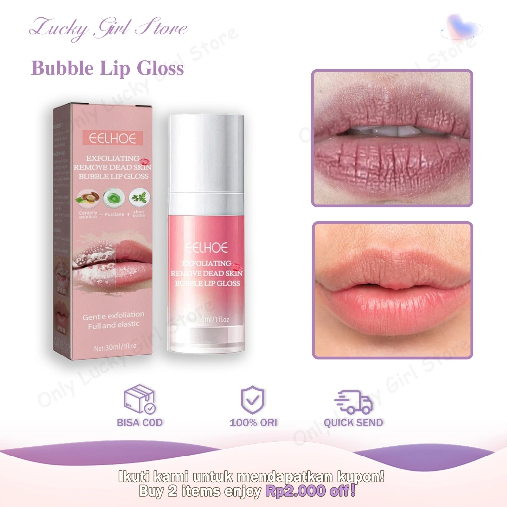 EELHOE Exfoliating Remove Dead Skin Bubble Lip Gloss Masker Bibir Eksfoliasi Gelembung Melembabkan Garis Memudar Melembutkan Bibir Keratin Penghilang Kegelapan Mencerahkan Kulit Mengurangi Masker Perawatan Bibir Kulit Mati