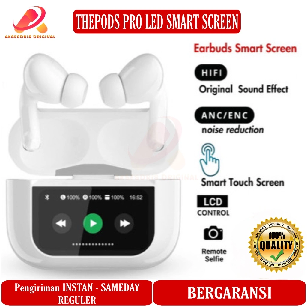 ThePods LED Touch Pro 2 With LED Charging Case EarPhone EarBuds A9 Pro Noice Cancelling ANC ENC Bluetooth V5.4