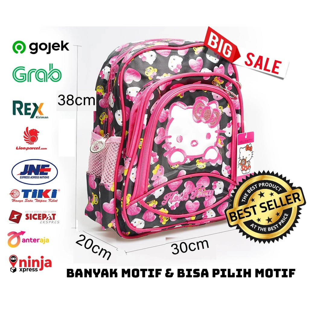 tas ransel hello kitty backpack anak travel jalan hk kado ultah import uk L