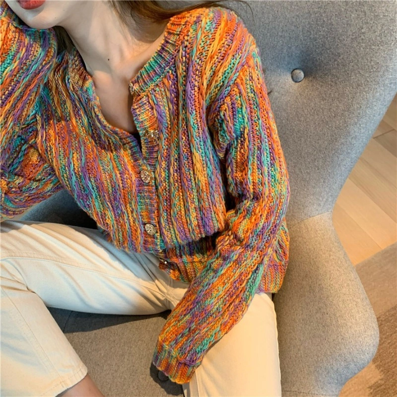 CARDIGAN PELANGI CARDIGAN RAINBOW KOREAN OUTFIT CARDIGAN KOREA BAHAN RAJUT PREMIUM