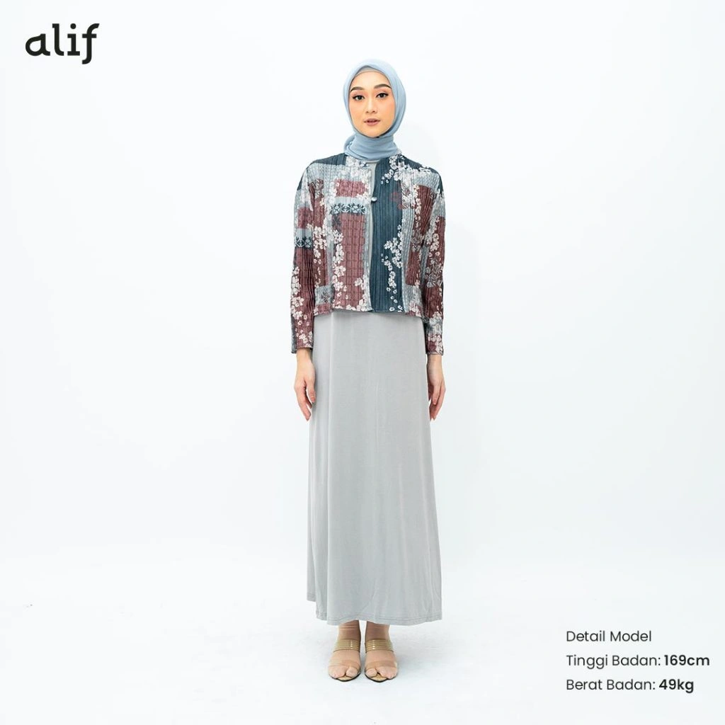 Alif Modern Wear - Cardigan Pleats Plisket Motif - Copen Blue