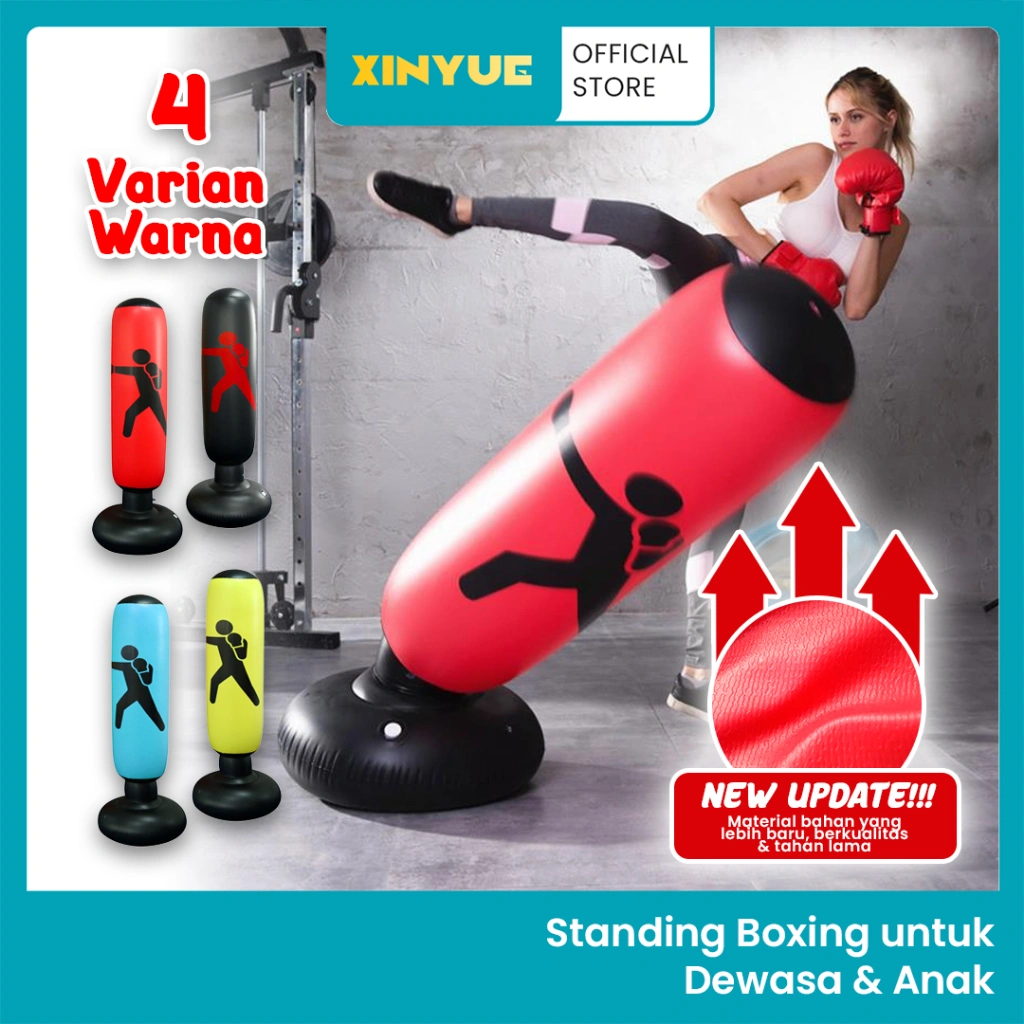 XinYue-Standing Boxing Angin Samsak Tinju Dewasa Anak Bahan PVC Untuk Latihan Hitam Olahraga Fitness