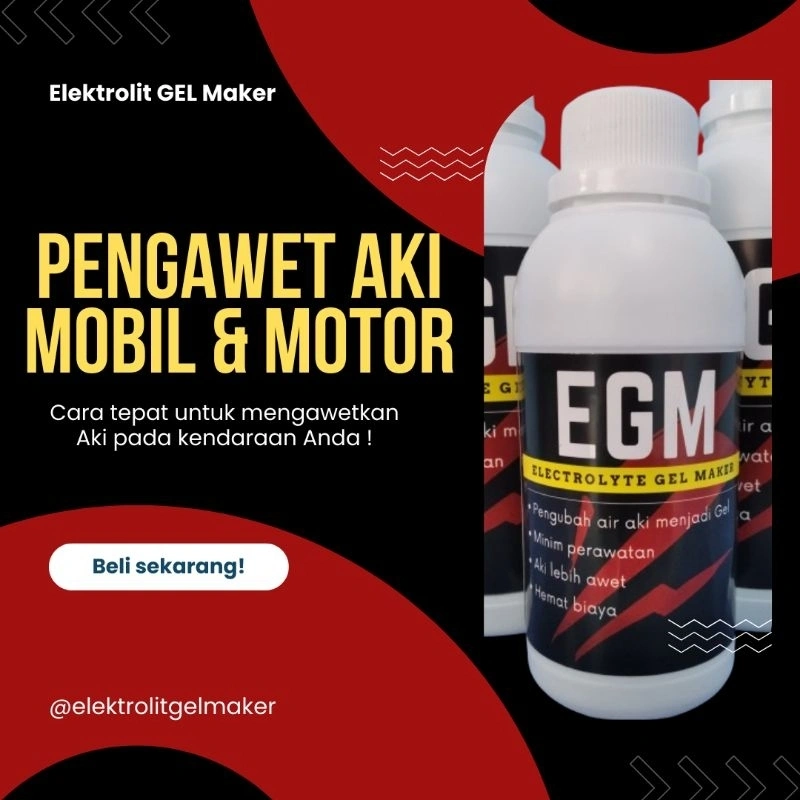 EGM Elektrolit Gel Maker Merubah air Aki menjadi Gel 1 Liter Pengawet Aki Mobil Motor