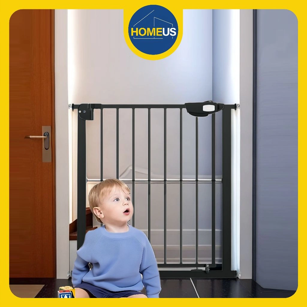 Homeus Baby Safety Gate Pagar Pintu Bayi Hitam Putih Penghalang Pintu Bayi Pagar Tangga Bayi Pagar Pengaman Bayi Pintu Tangga Pengaman