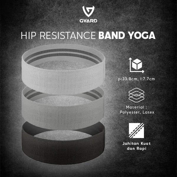 GVARD Hip Resistance Band Premium Belt Yoga / Olahraga / Senam / Aerobic/ Karet Fitness Abu Hitam