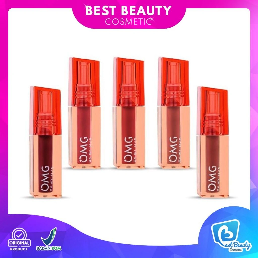 OMG OH MY GLAM Glassy Lip Tint 2g - Lip Tint Warna Intense Tahan 12 Jam, Skincare Infused | Best Beauty Cosmetic