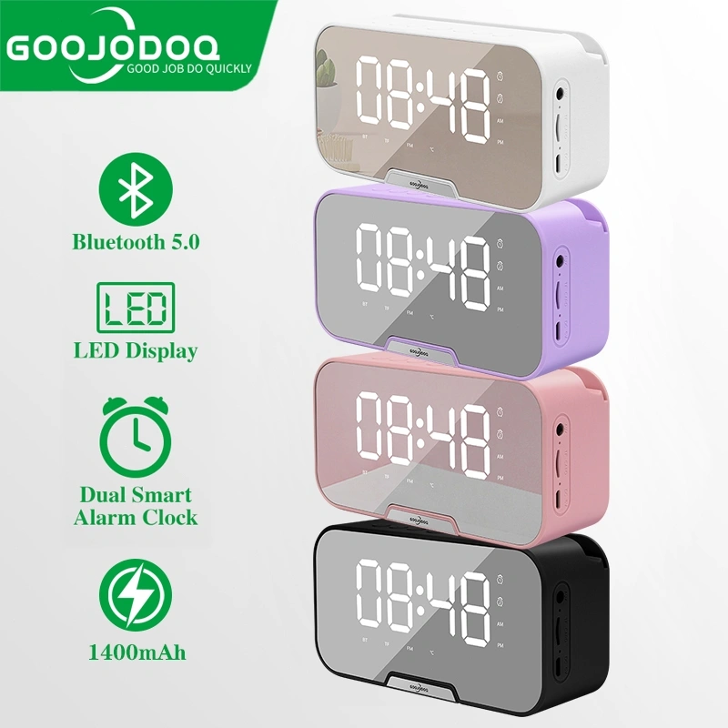 GOOJODOQ Speaker Jam Bluetooth Portable Dan FM Radio Wireless Bass Mini Stereo Original - LED Display Alarm Clock Smart Speaker