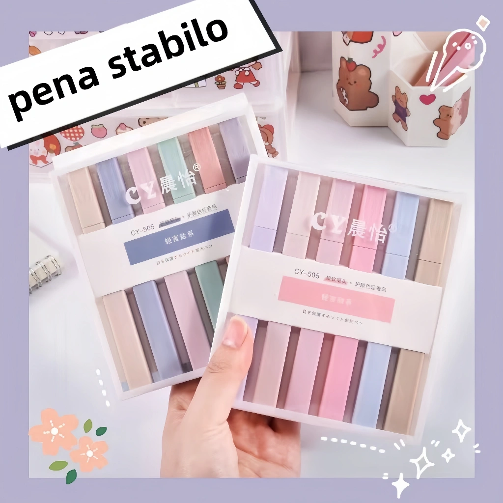 Set 6 Highlighter Macaron Warna Retro Morandi - Pensil Marker untuk Catatan & Menggambar