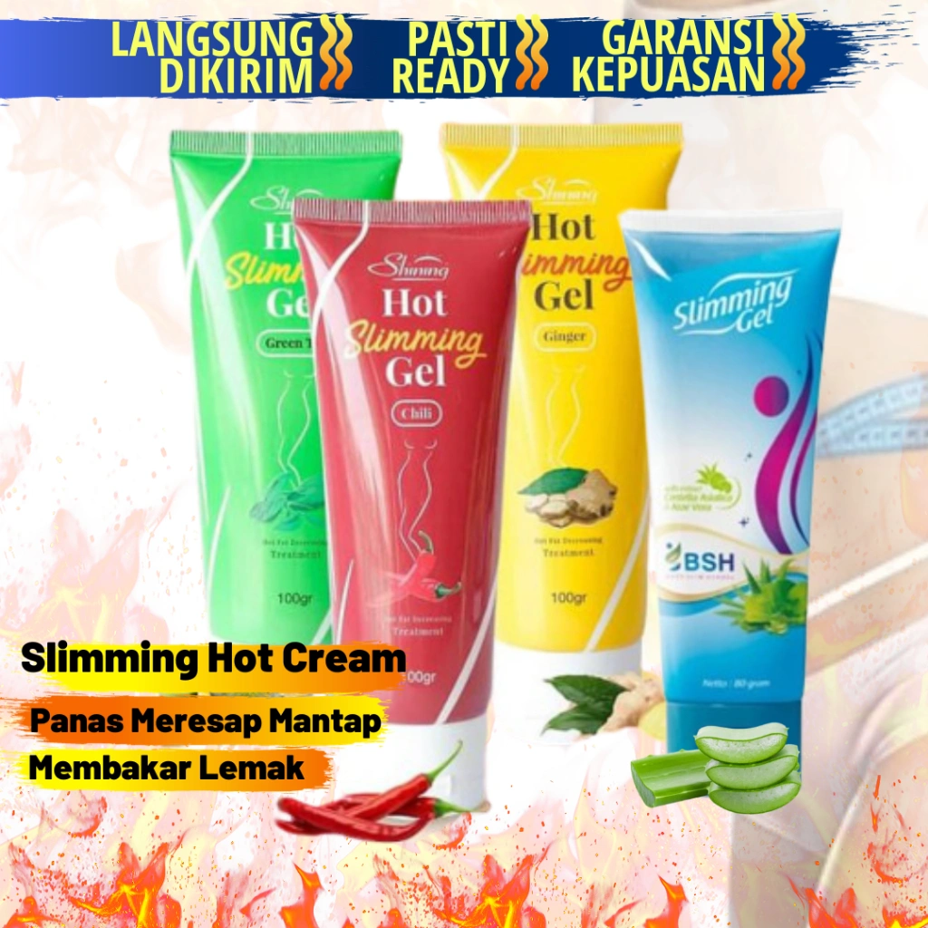 Krim Pelangsing Perut Gel Penghancur Lemak Perut Praktis Pembakar Lemak Chili Ginger Aloevera Greentea