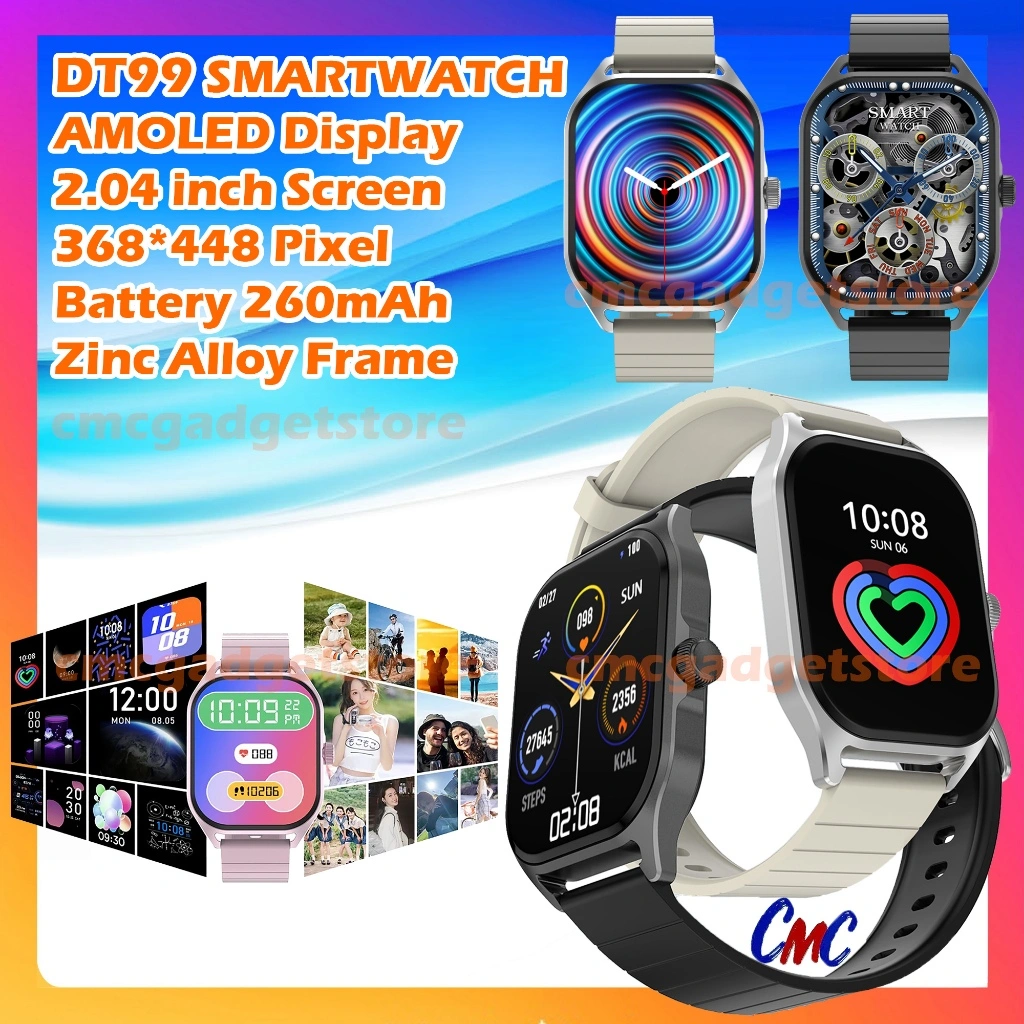 DT99 Smartwatch AMOLED 2.04 inch Display Smart Watch Pria Wanita
