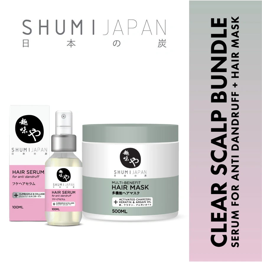 [BPOM] PAKET CLEAR SCALP! SHUMI Japan Hair Serum Anti Dandruff 100ml  + Hair Mask 500ml / Treatment / Haircare / Masker Rambut / Serum Rambut KETOMBE