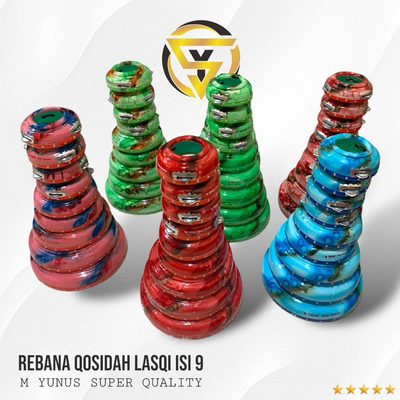 Rebana Qosidah Rebana Qasidah Lasqi isi 9 Motif Keramik “M Yunus Super Quality”