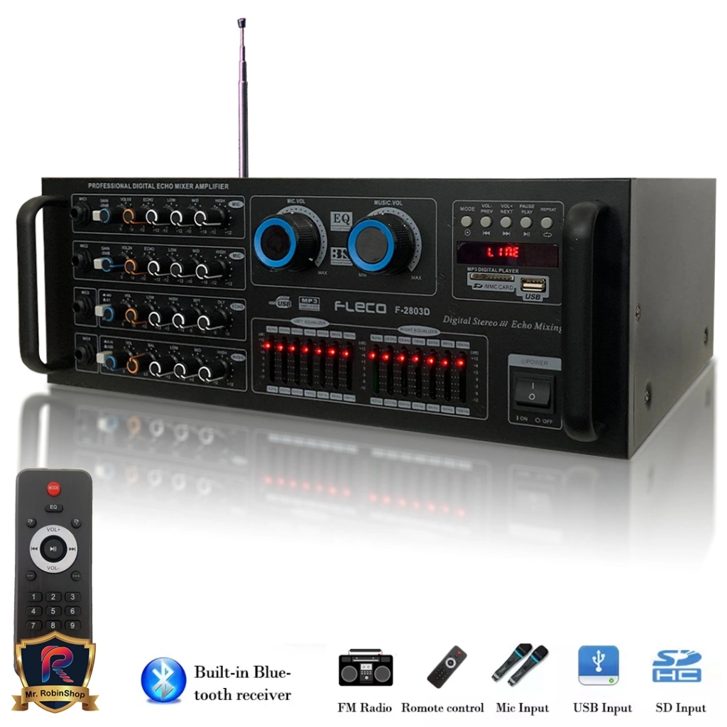 Power Amplifier Fleco  karaoke mixer bluetooth Original Garansi 1 Tahun USB MP3 FM