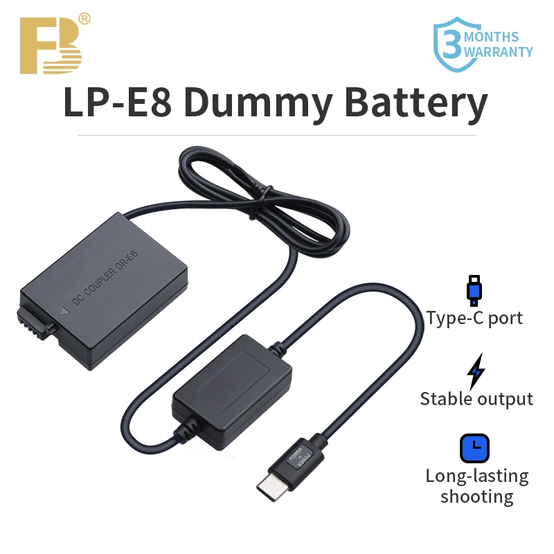 FB LP-E8 LP E8 Type C USB Dummy Battery with USB-C Input for Canon EOS 550D 600D 650D 700D EOS Rebel T2i T3i T4i T5i