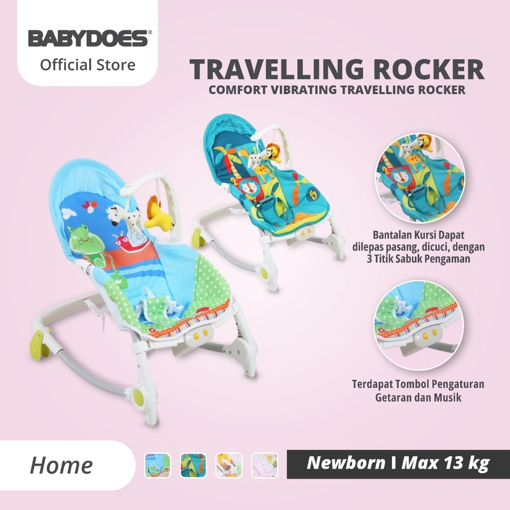 Babydoes Bouncer NewBorn Toddler Traveling Rocker CH-1765