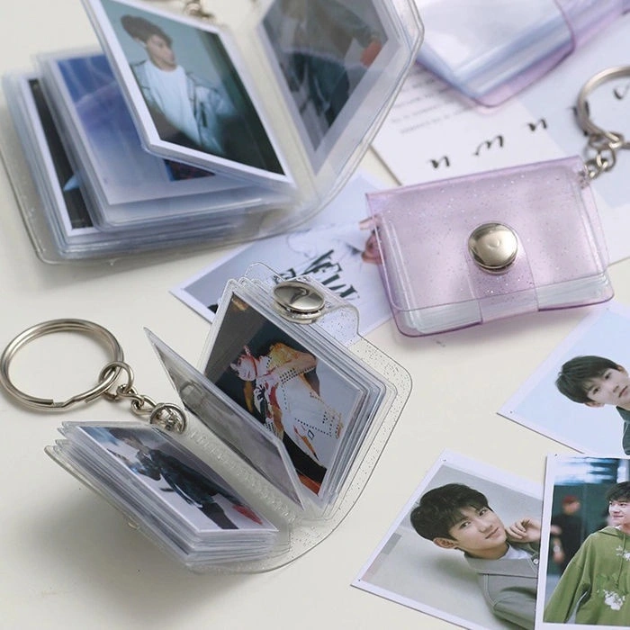 COD 2 Inch Mini Photo Album KeyRing Key Ring Shiny Transparent Foto Binder Kecil Card Holder Keychain Gantungan Kunci Jelly Color KPOP Koleksi Ganci pacar memory kenangan hadiah potret-QUAFF