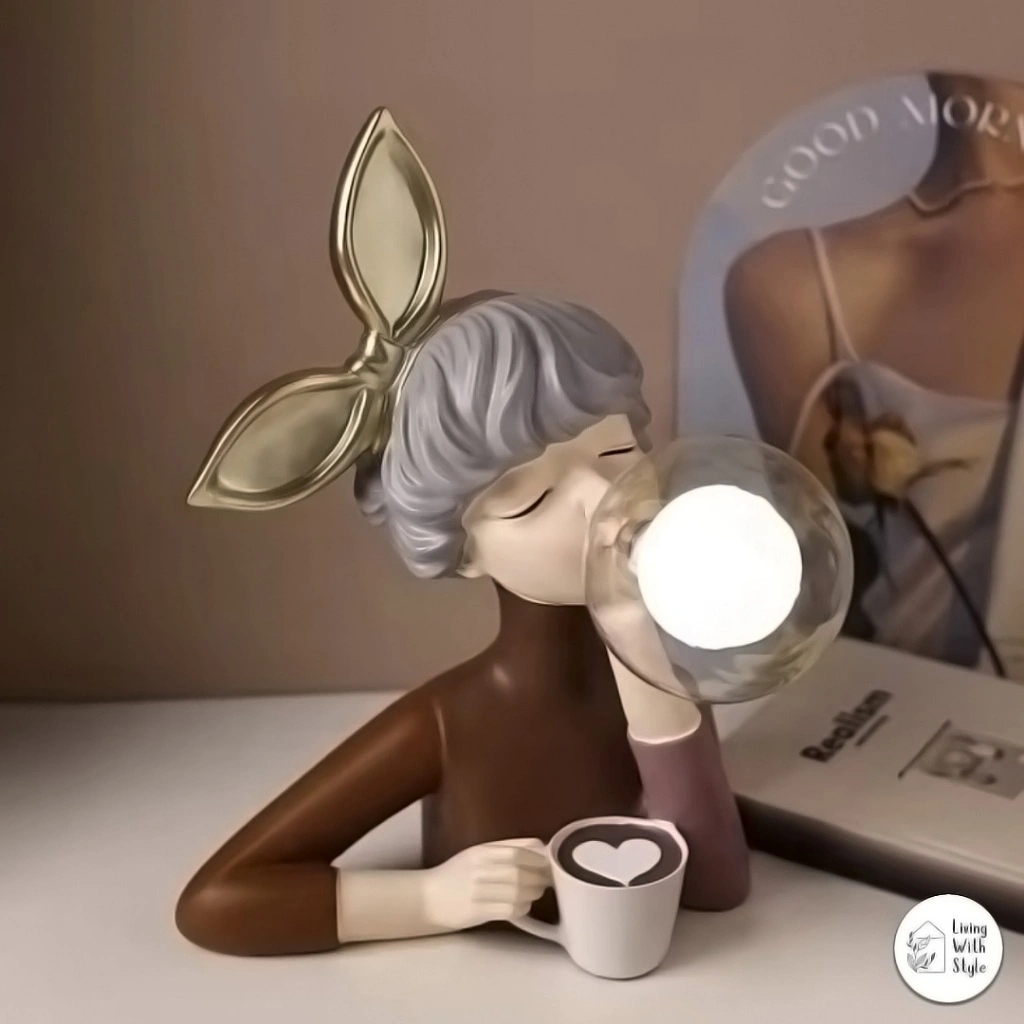 Living With Style - Daphne Bubble Girl Unique Night Lamp Limited Edition / Lampu Malam Model Patung Boneka Cantik / Lampu Meja Unik Aesthetic / Lampu Tidur Human Doll