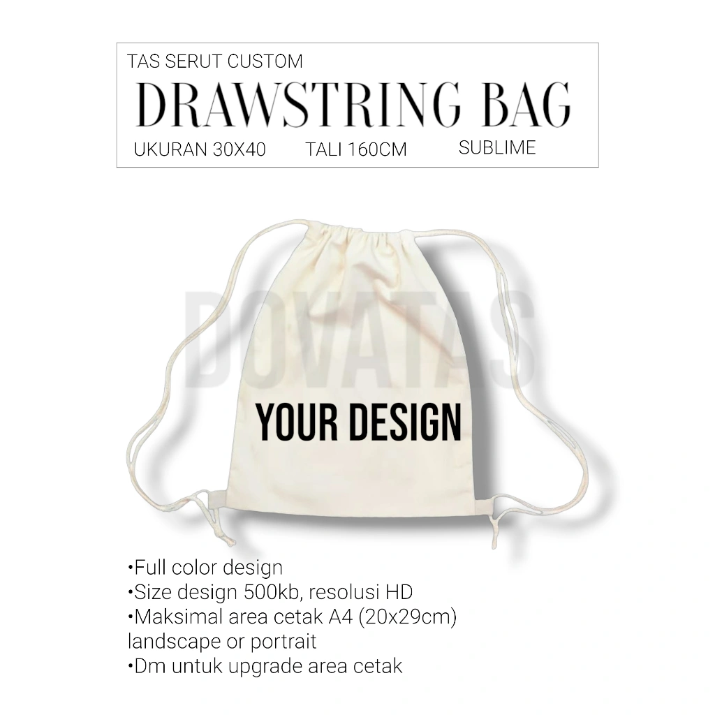 DOVATAS Premium Canvas Drawstring Bag Custom Logo | Events & Merchandise