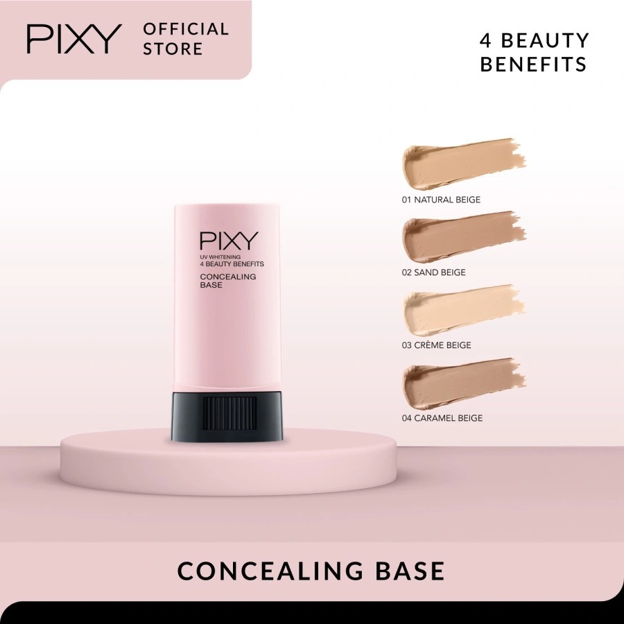 PIXY Uv Whitening Concealing Base 4 Beauty Benefits 01 Natural Beige, 02 Sand Beige, 03 Creme Beige, 4 Caramel Beige P X 01