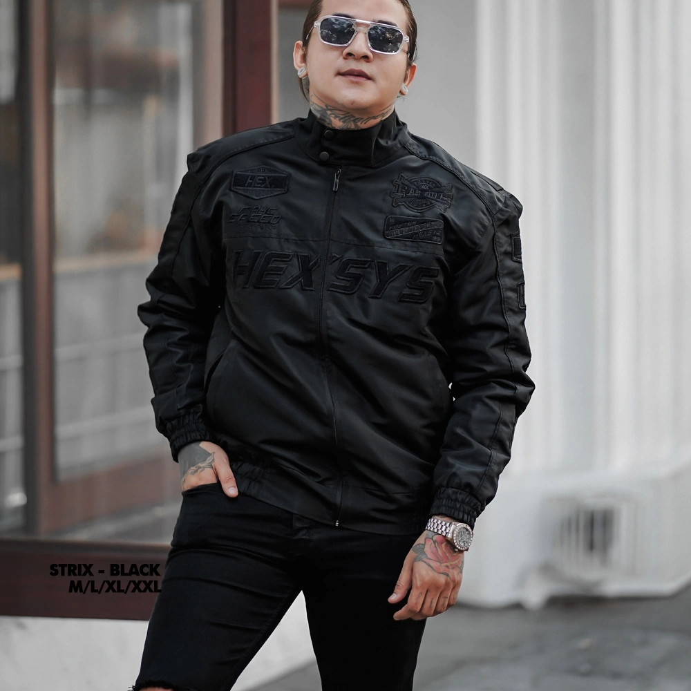 Bossque X Hexsys - Strix Jaket Motor Full Bordir Jaket Bikers Pria Windbreaker Nascar Racing Bomber