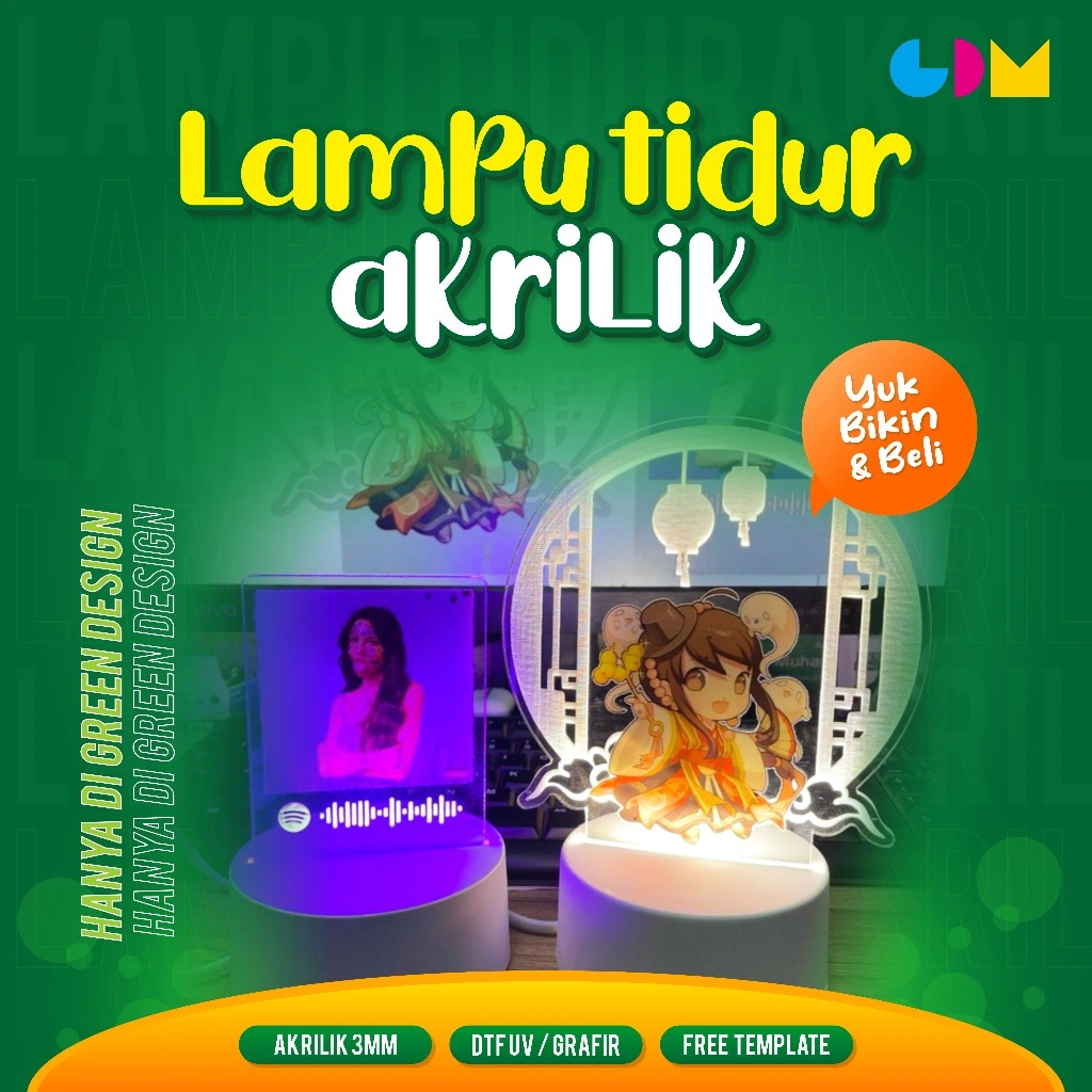 Lampu Akrilik Custom dengan Foto / Lampu Tidur / Lampu Hias / Kado Ulang Tahun / Kado Pernikahan