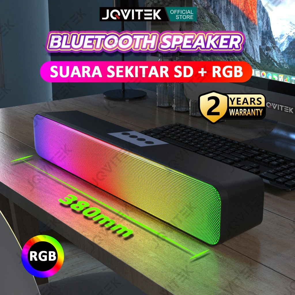 JQVITEK Speaker Bluetooth Soundbar RGB 5 Colors LED Light Computer TV Phone TF Multifunction 5.0 Bluetooth Speaker - S19