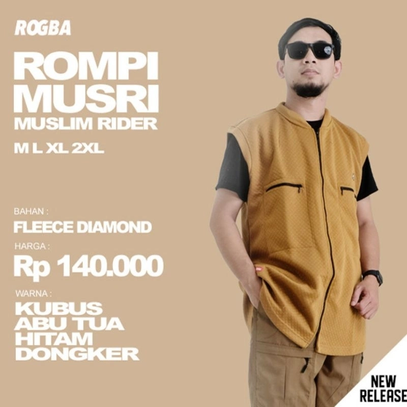 Rompi Musri ROGBA Pria Dewasa Muslim Riders Tebal Ukuran M L XL 2XL 3XL