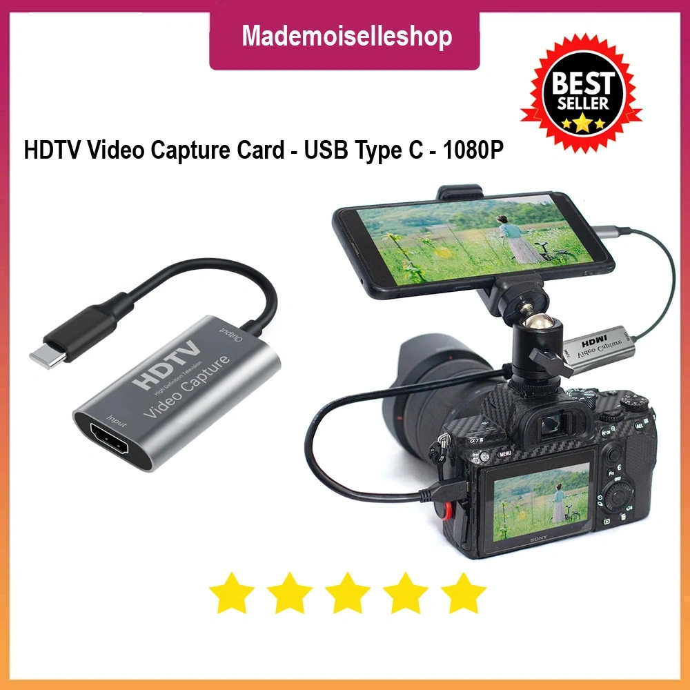 HDTV HDMI Video Capture Card 1080P Type C - Adapter Smartphone As Monitor for Camera DSLR & Mirrorless