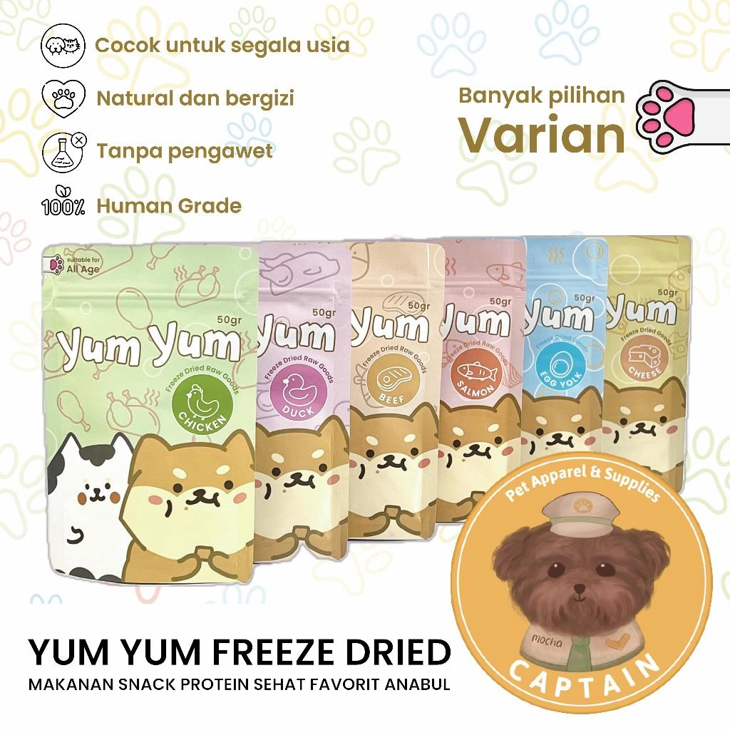 YUMYUM FREEZE DRIED SNACK CEMILAN MAKANAN DOG TREATS ANJING KUCING CHICKEN BEEF CHEESE