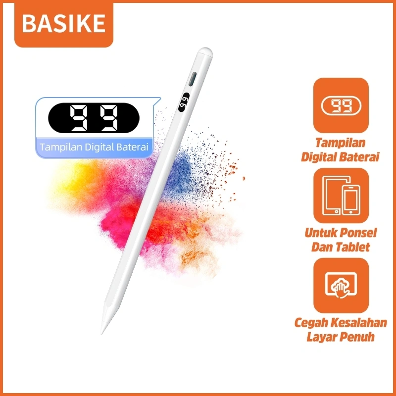 BASIKE Stylus Pen Universal Digital Power Display for iPad Tablet Samsung Xiaomi Huawei iPhone Murah