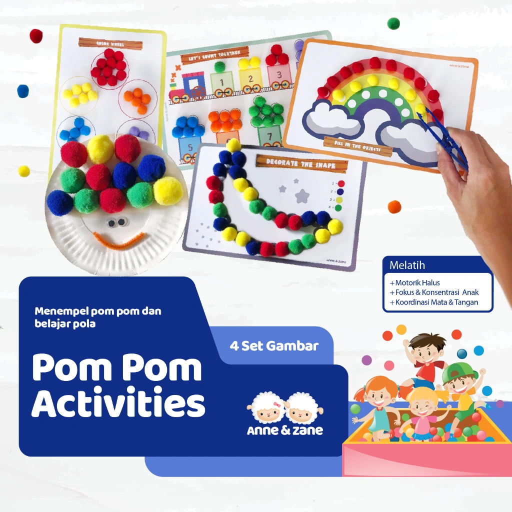Aktivitas Pompom - Aktifitas Pompom belajar warna - sorting color - belajar menghitung / PAUD