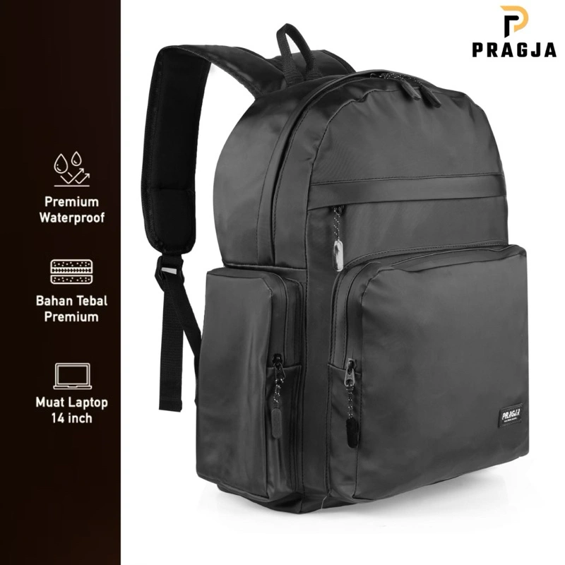 PRAGJA Tas Ransel Pria Waterproof anti air Tas Ransel Pria Tas Gendong Polos Tas sekolah