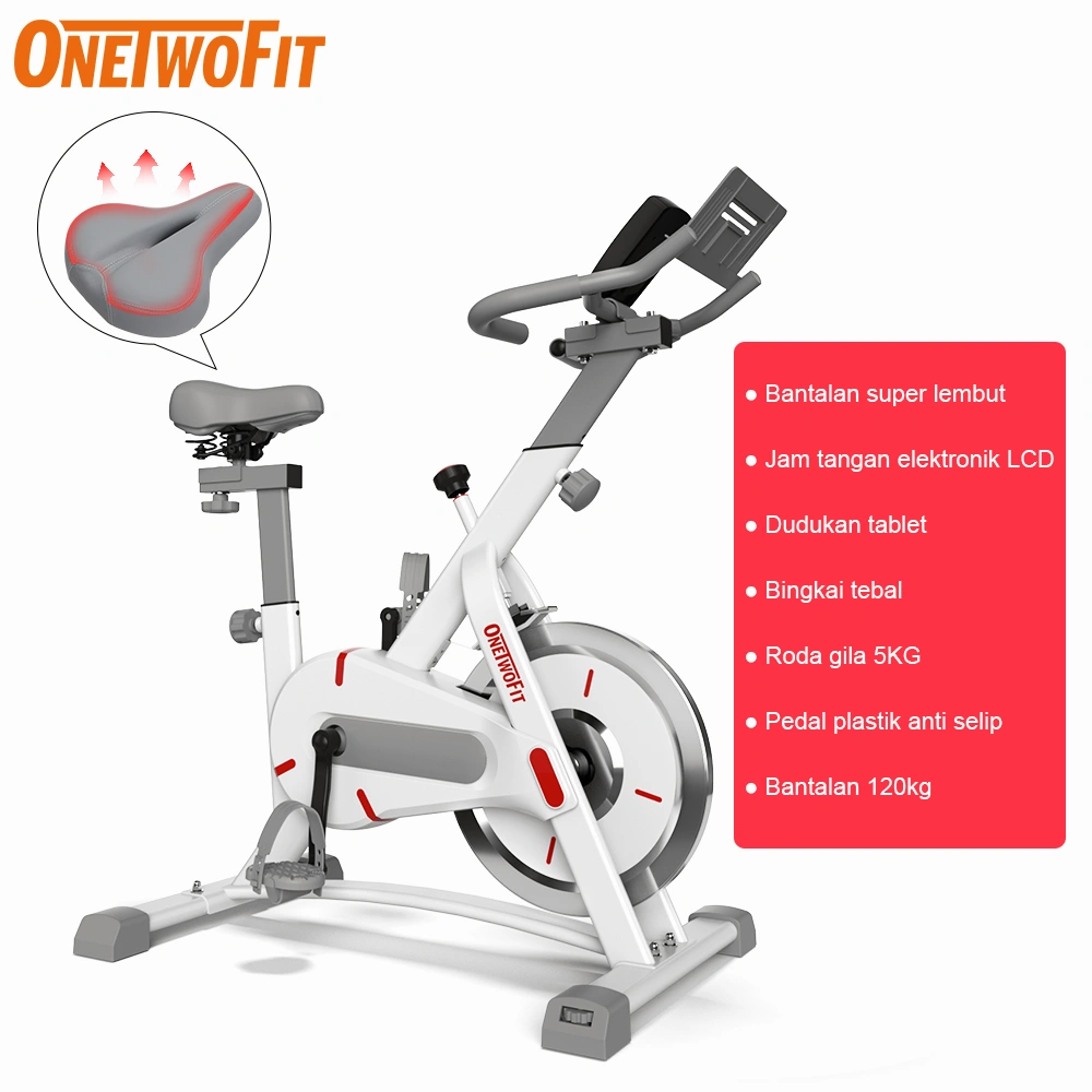 OneTwoFit Exercise Bike Home Spinning Bike LCD Monitor Adjustable Seat Exercise Bike