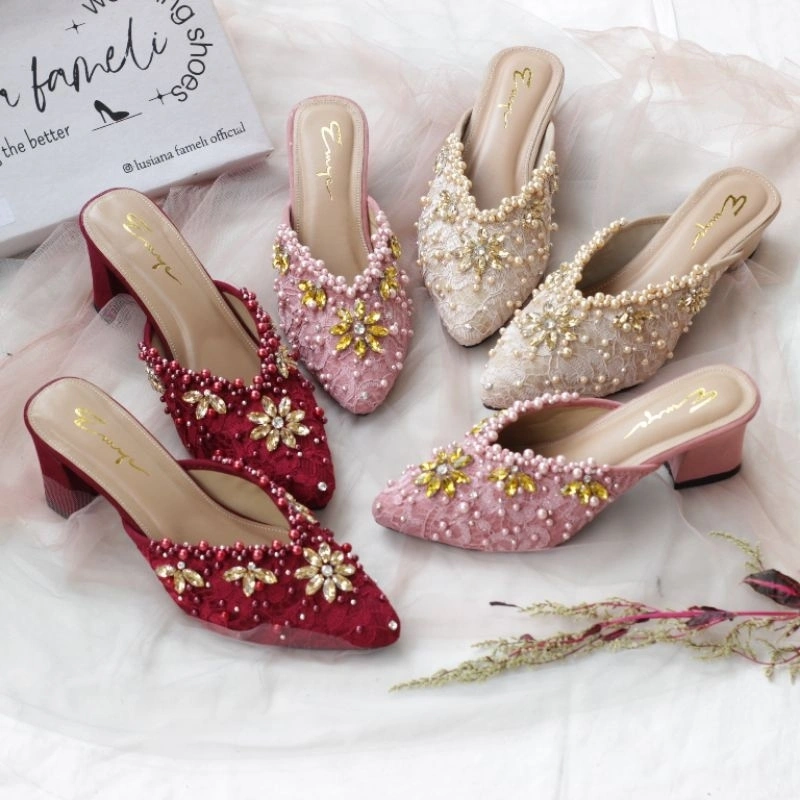 LEE_YUJIN I heels Sepatu payet pengantin wanita wedding shoes sepatu kondangan acara formal sepatu wisuda lamaran