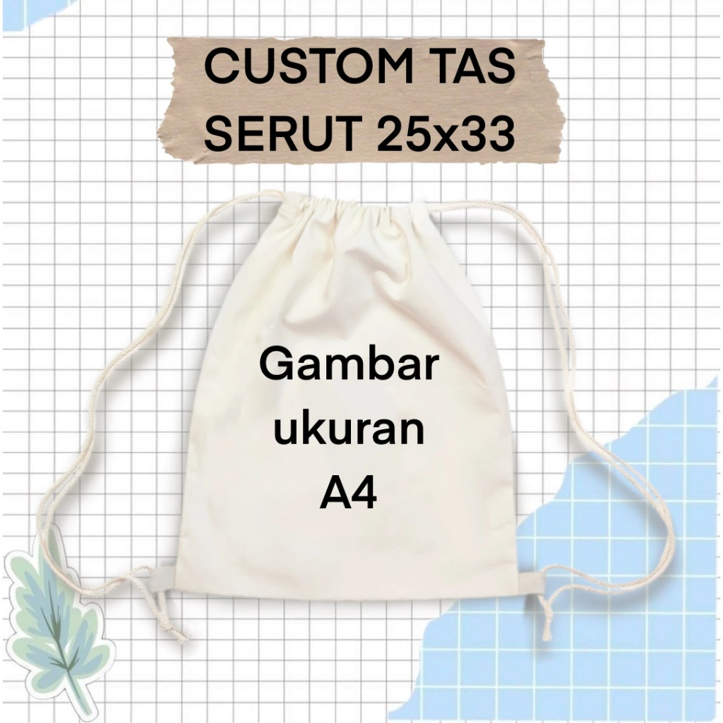 Dovikanvas - Tas Serut Kanvas Motif CUSTOM/ Tas Murah Untuk Anak Anak