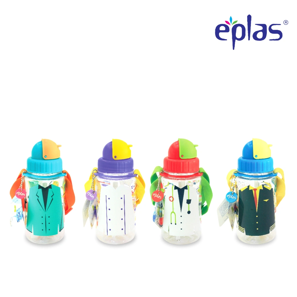 EPLAS Kids Botol Minum Anak Tritan Water Bottle With Straw & Strip (350ml), BPA Free, EGP-350
