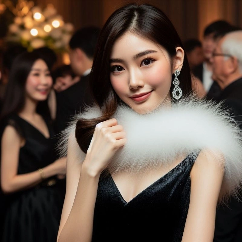 Syal Bulu Pesta , Scarf Faux Fur Bahan Premium Korea