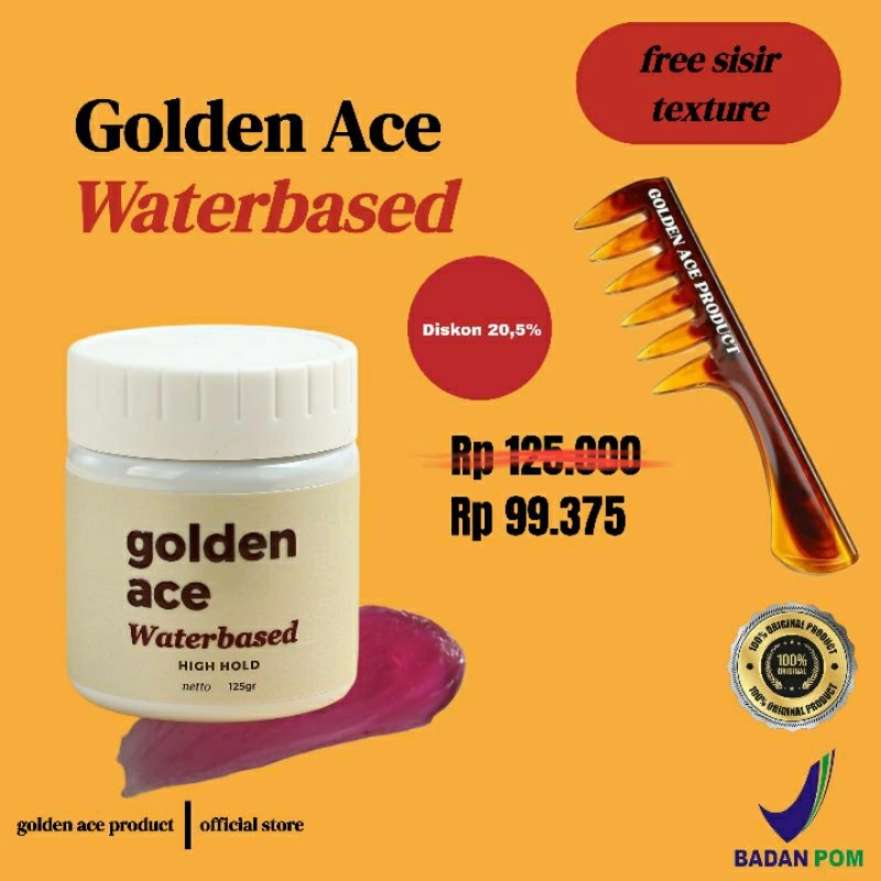 GOLDEN ACE Waterbased 125 gram / POMADE WATERBASED/ PREMIUM QUALITY / HIGH HOLD