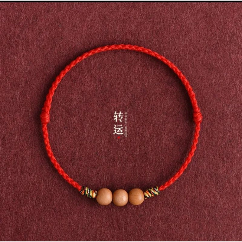 Gelang Tangan Keberuntungan Bola Kayu Simpul Kepang Anti Luntur M316 Bracelet. Pria Wanita