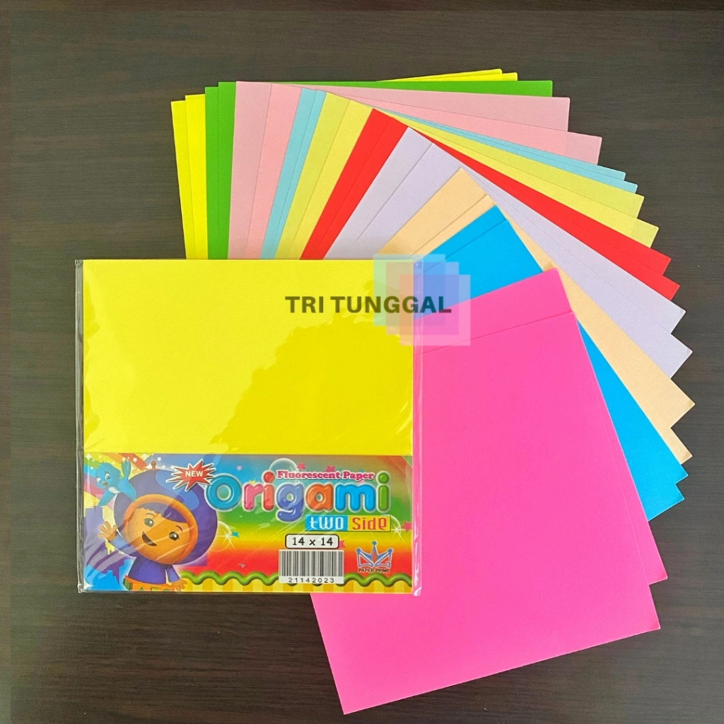 Kertas Lipat Origami 14x14 cm Papercraft Bolak Balik Warna Warni Perlengkapan Peralatan Sekolah School Stuff Stationery Tools Craft Crafting Prakarya Kertas 2 Sisi DIY Handcraft Art Color Toko Tri Tunggal Malang