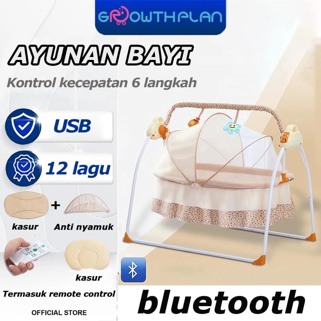 tempat tidur bayi Ayunan Bayi Elektrik Otomatis kendali jarak jauh Start Deluxe Portable Baby Swing Rocker Bouncer ayunan bayi multifungsi otomati