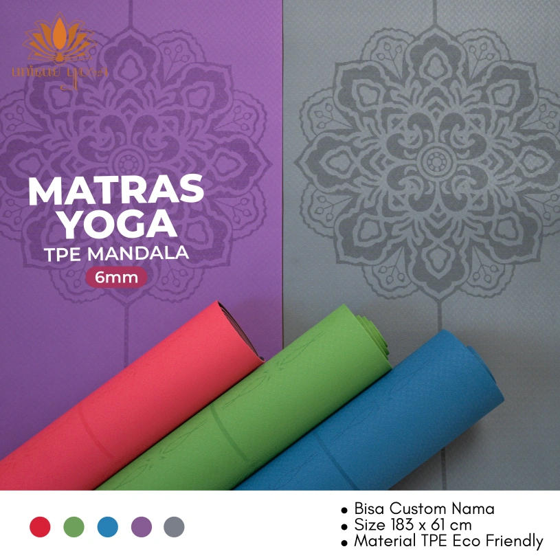 TPE Yoga Mat Mandala 6mm / Matras Yoga Mandala / Matras Senam Yoga 6mm / Yoga Mat / Matras Yoga / Matras Yoga motif / Alas Olahraga Workout / Alas Olahraga Poundfit