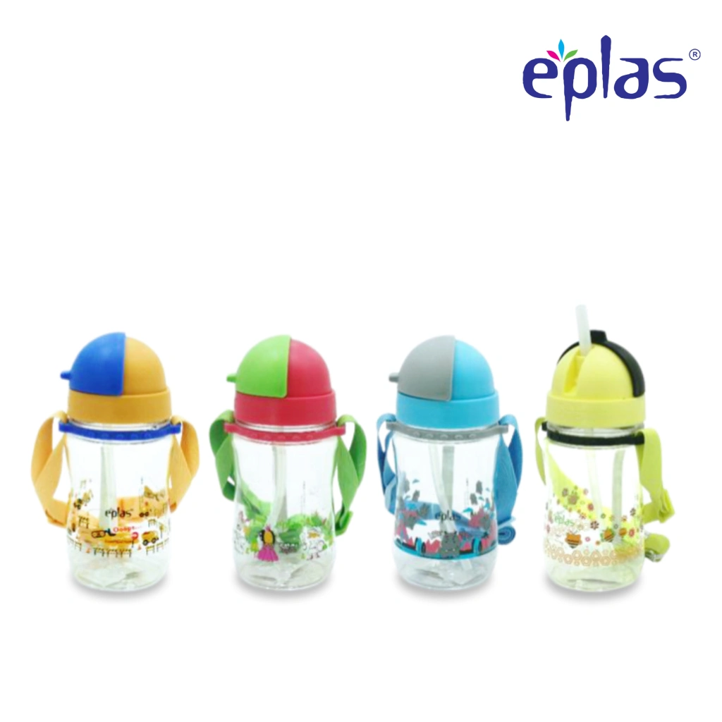 EPLAS Botol Minum Anak Tritan Kids Water Bottle With Straw, Removable Strip (380ml), BPA Free EGBQ-380BPA