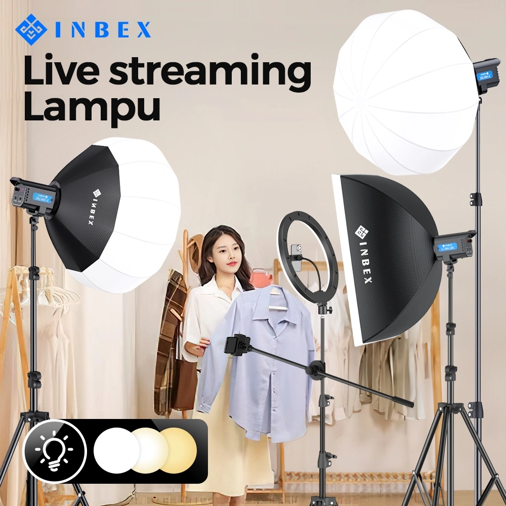 [k] INBEX IL-100S Softbox Lampu live Kit/ RGB Ring Light Kit Video Lighting For Live streaming Lighting/Studio Photography+2.8M Tripod