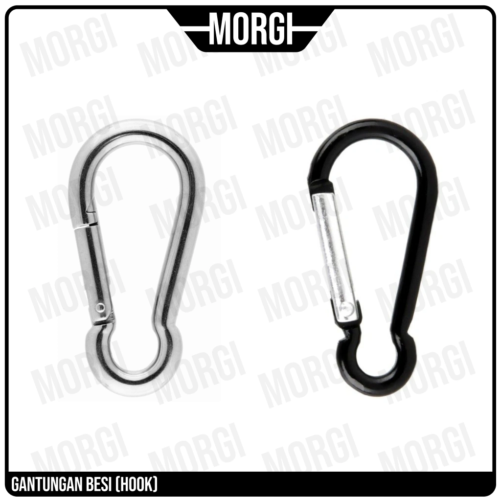 Gantungan Hook Besi Carabiner Aluminium Karabiner Knucle Botol Pengait Hitam Silver Putih Kunci
