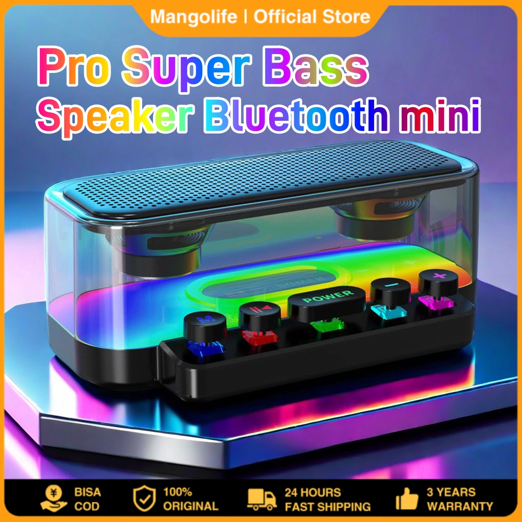Mini Soundbar Bluetooth dengan Super Bass, Dual-Speaker, Desain Robot, Portable, Sistem Suara Full Bass untuk Komputer, TV, Laptop, dan Gaming. Subwoofer Nirkabel dengan Tombol Mekanis, Audio Hi-Fi Transparan RGB, Mendukung FM Radio/TF/AUX/T