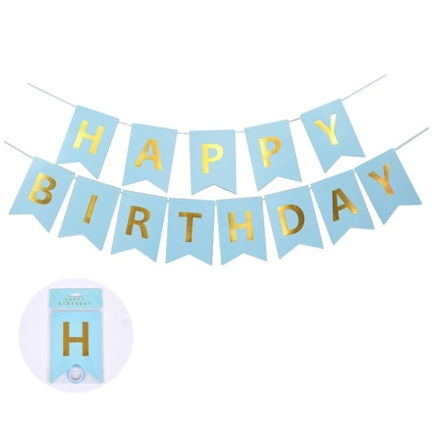 Banner HBD Biru Muda Emas Premium