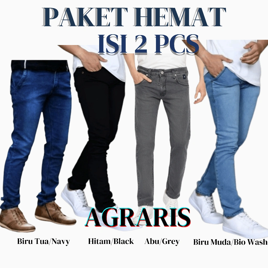 Paket Hemat Beli 1 Gratis Celana Jeans Pria Slimfit Bahan Melar Sofe Jeans Premium Celana Jeans Pensil Cowok Strech